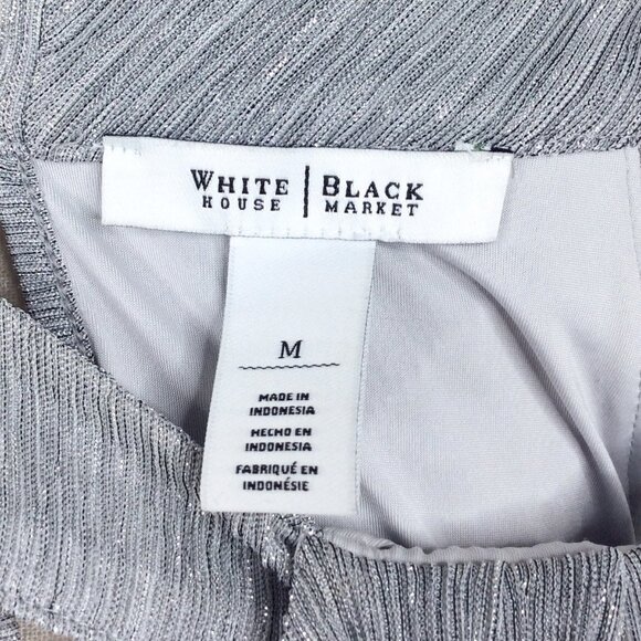WHBM White House Black Market Dress Women Size Medium Silver Metallic Sleeveless - Picture 9 of 10